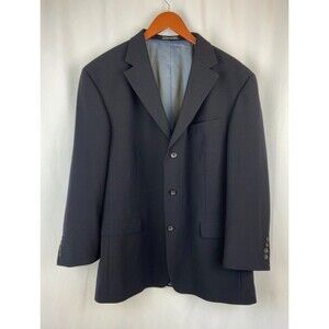 Oscar de la Renta Mens 44R Black Wool Classic Blazer Sport Jacket Vintage Preppy